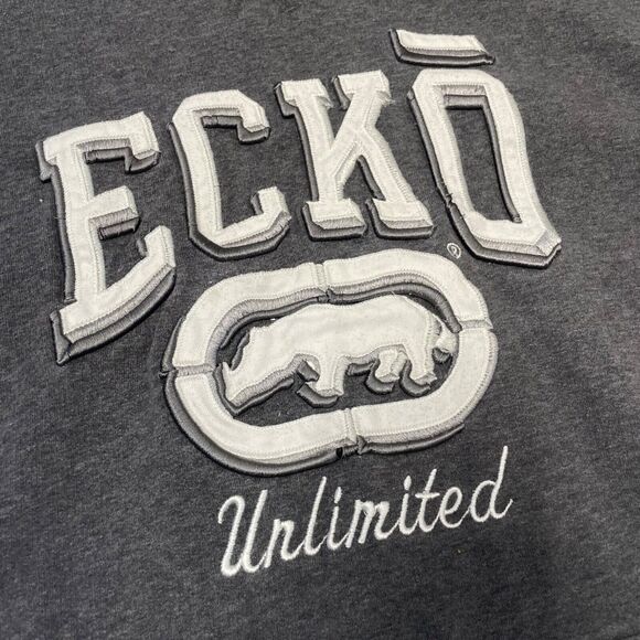 Y2K Ecko Unltd Hoodie XL Gray Rhino Logo Pullover Skater Streetwear Hip Hop Vtg - Picture 4 of 10
